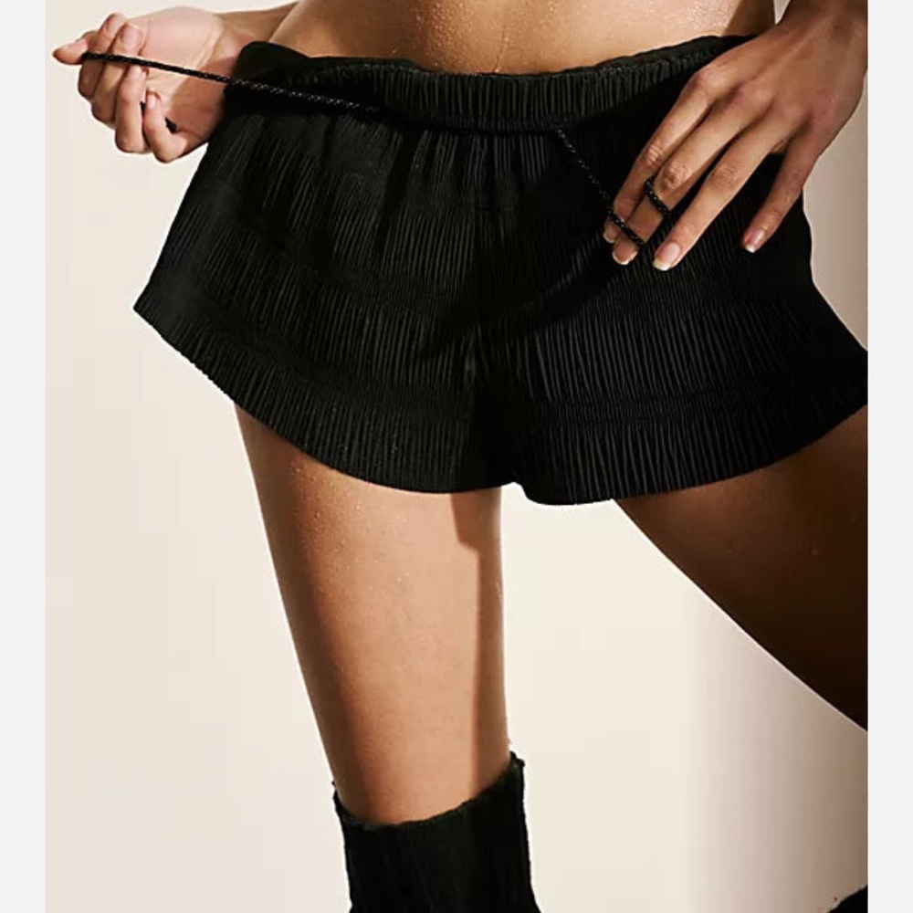 Free People Black Shirr Enough Shorts